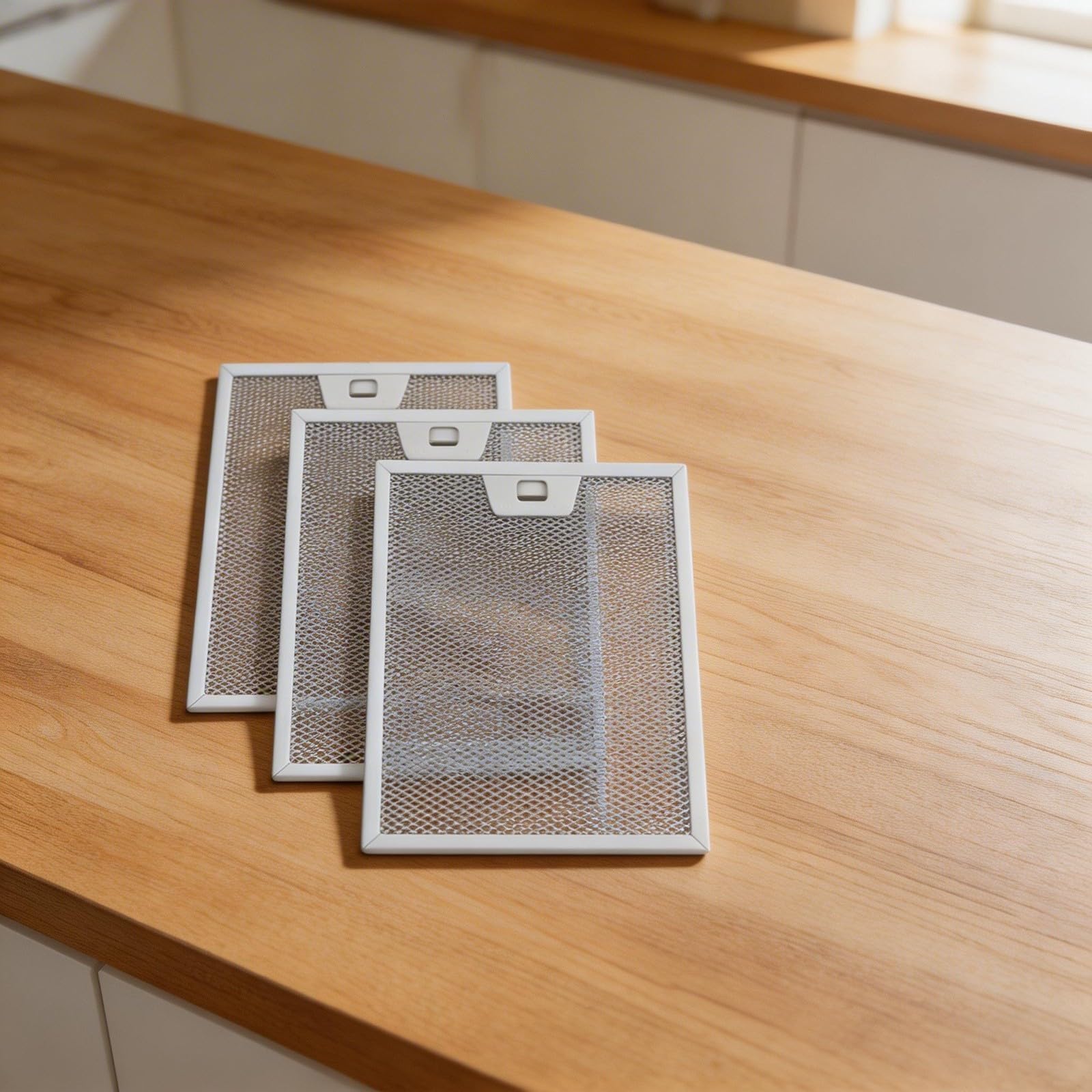 Filtro de grasa de aluminio para campana extractora, paquete de 3 unidades, 300 x 250 mm, pantalla de filtro plateado, malla de metal, 300 x 250 x 9 mm, sin clips inferiores de repuesto