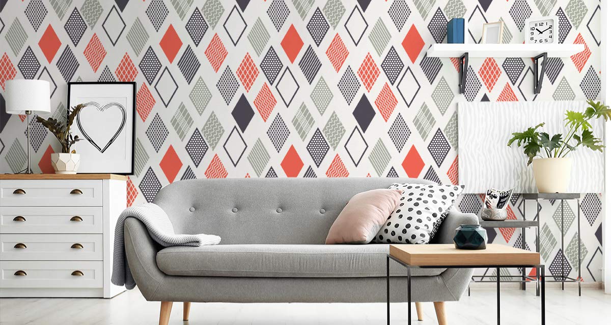 Muralo Papier Peint GEOMETRIQUE - Losanges Colorés - 10m x 53 cm