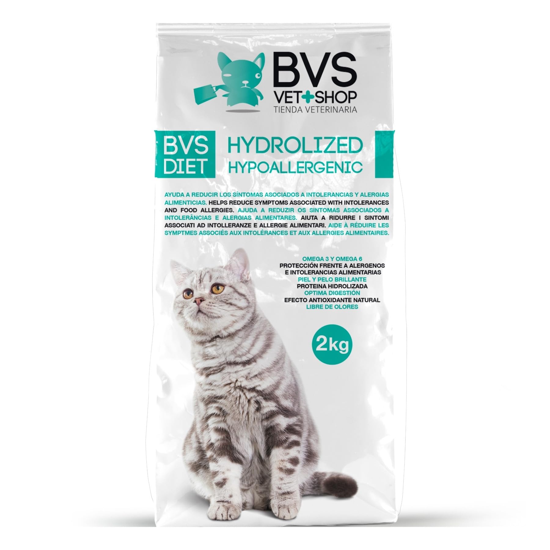BVS Vet Shop | Diet Gato Hydrolyzed Hypoallergenic Grain Free | Protección Frente a alérgenos e intolerancias alimentarias | 2 kg