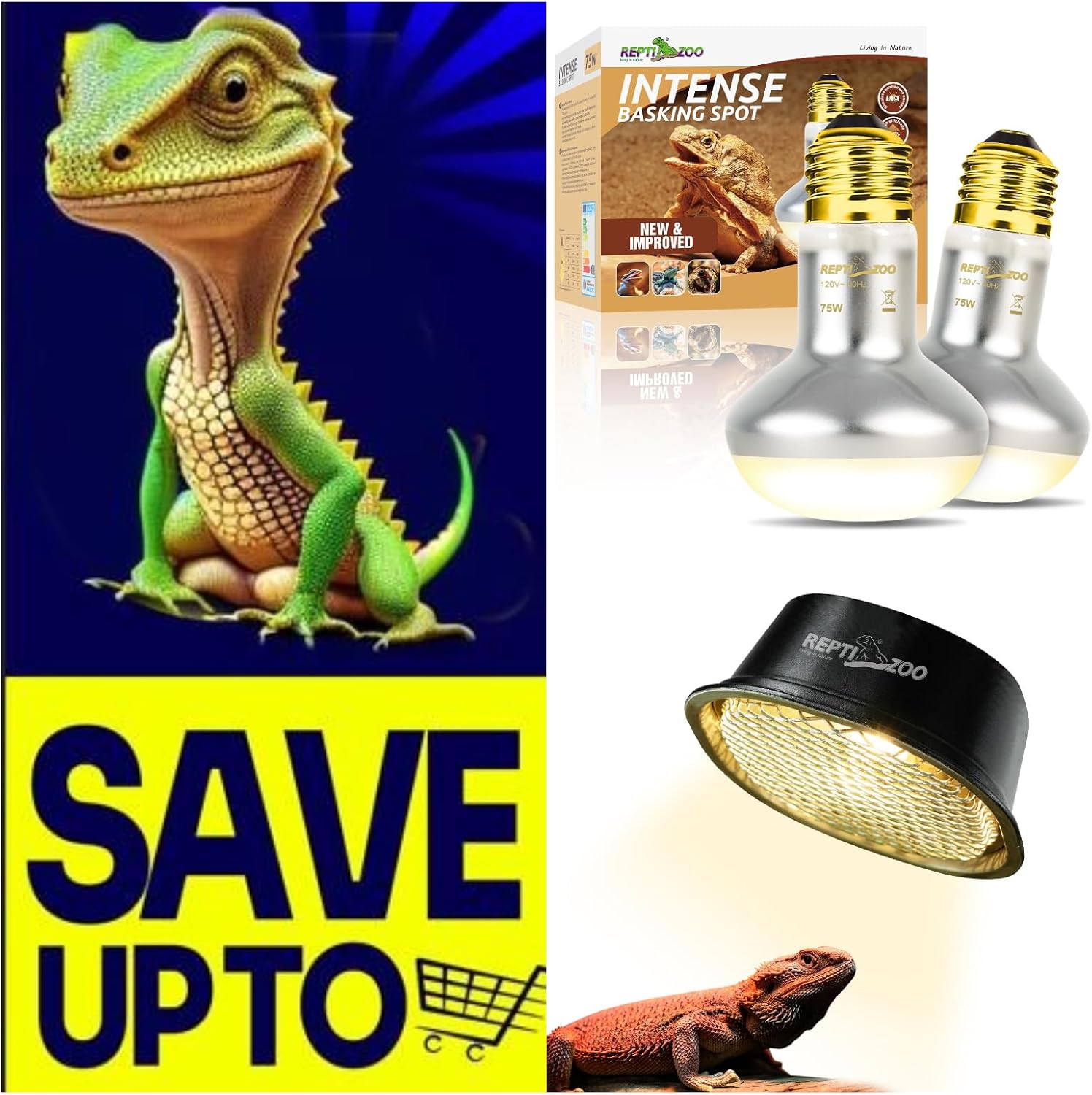 REPTI ZOO 2 Pack Heat Lamp 75W with 50W G9 Heat Lamp