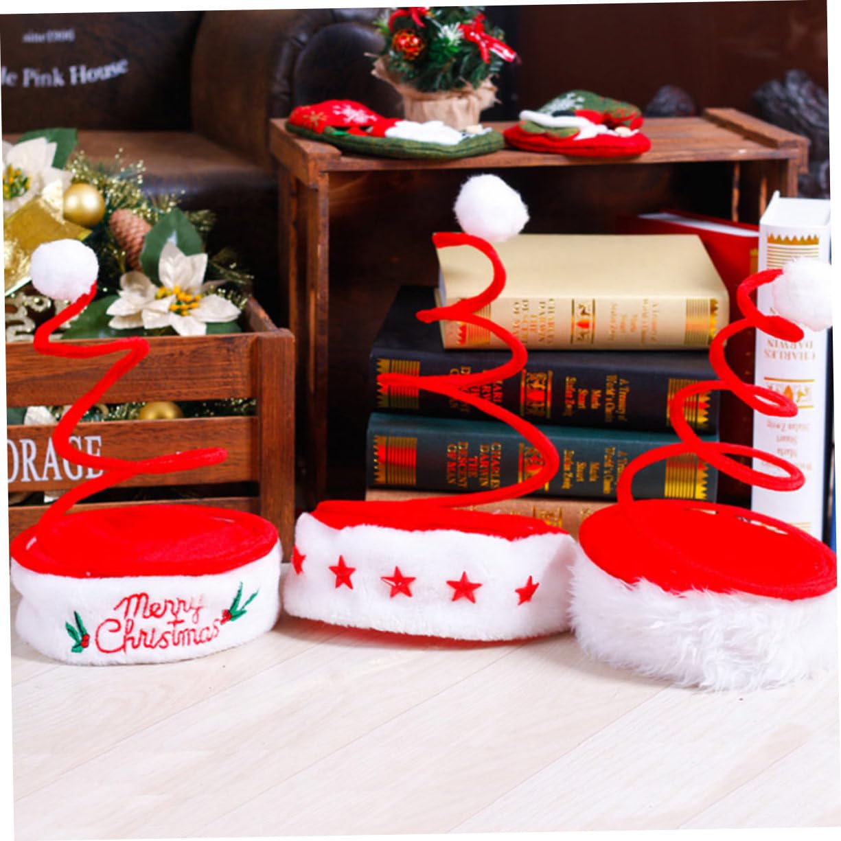 Amosfun 6 Piezas Gorro Navideño Divertido Primavera Gorro Navideño Creativo Decorativo para Fiesta Varios estilos
