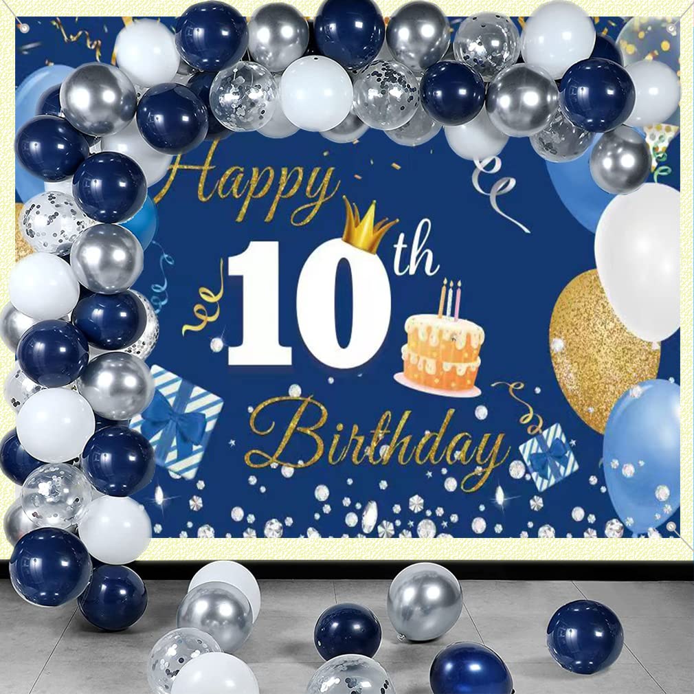 BTZO Striscione per il 10° compleanno – blu, ragazzi e ragazze, striscioni per decorazioni per feste