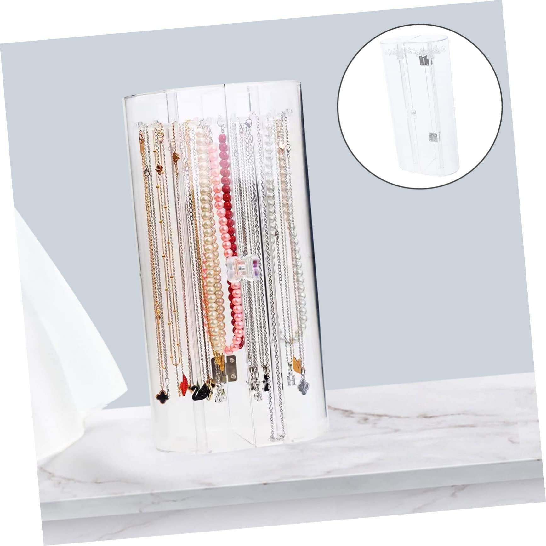 GLEAVI Transparenter Schmuckständer aus Acryl für Halsketten und Ohrringe Schmuckorganizer mit Präsentationsständer Armbandständer zum Aufbewahren und Anzeigen von Schmuck Schmuckregal