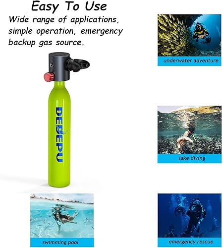 Miniatura 6 de DEDEPU Tanque de buceo, Mini tanque de buceo de 0.5L, capacidad submarina de 5 a 10 minutos, mini tanques de buceo portátiles, mini tanque de buceo,