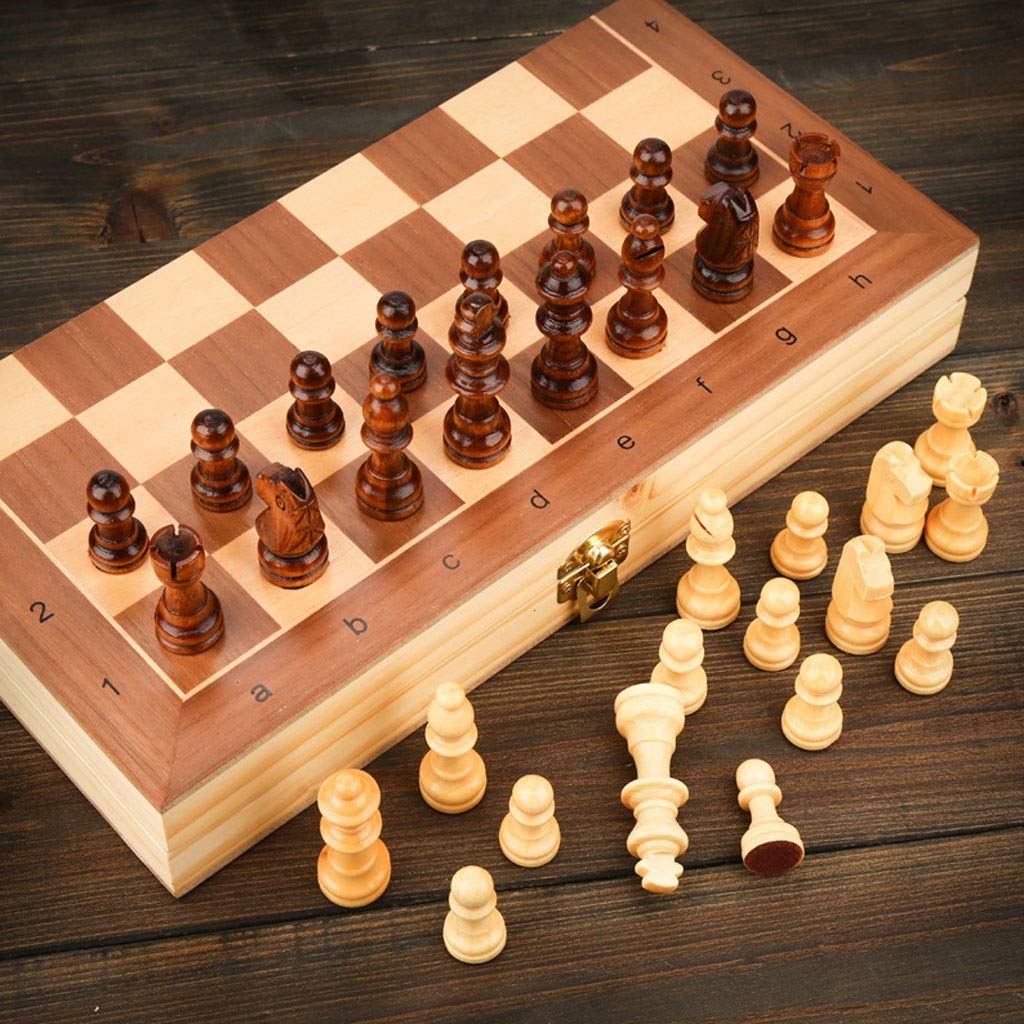 ZAW Schach Magnetische hölzerne faltende Schach-Set mit gefilztem Spiel-Board-Innenraum for Lagerschachbrett 29cm * 29cm, 2 extra Queens Chess (Größe : 29cm)