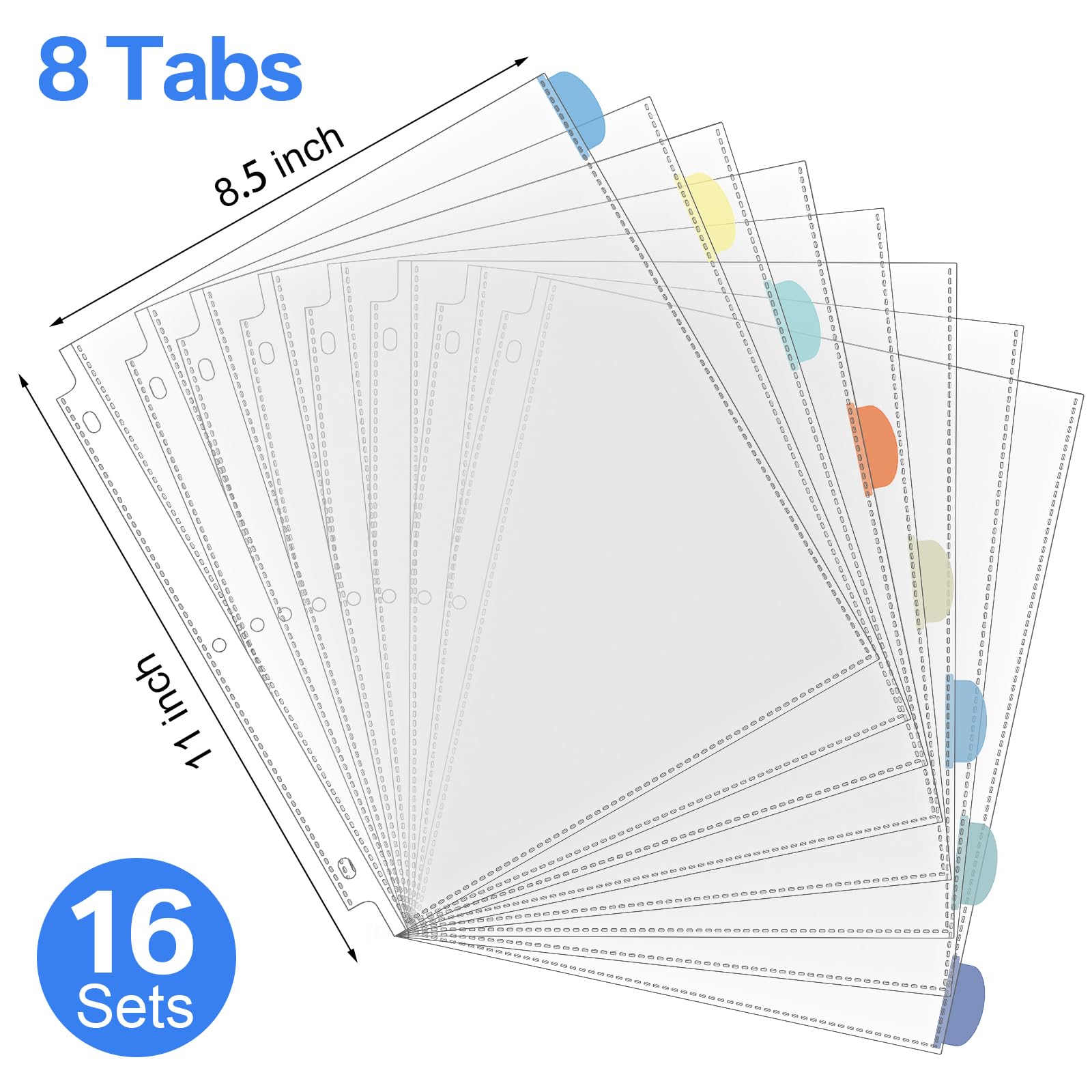 ReliThick Clear Binder Sheet Protectors With Tabs – 128 Pack, 8 Tabs Each – For 3-Ring Binders, Organize Documents - View #11