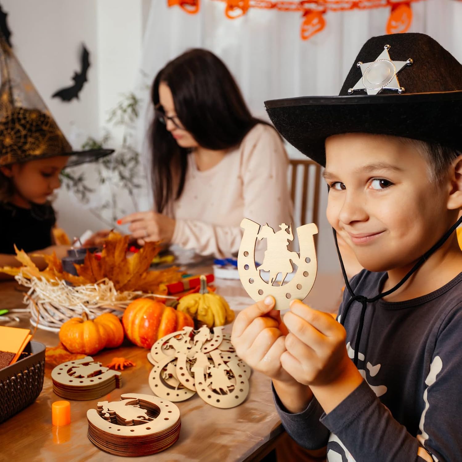 48 Pcs Horseshoe Shape Wood Cutouts for Crafts Unfinished Cowboy Wooden Horseshoes Blank Horseshoe Arts and Craft Wood Horse Cutout DIY Wood Western Discs Slices Party Decorations : Arts, Crafts & Sewing