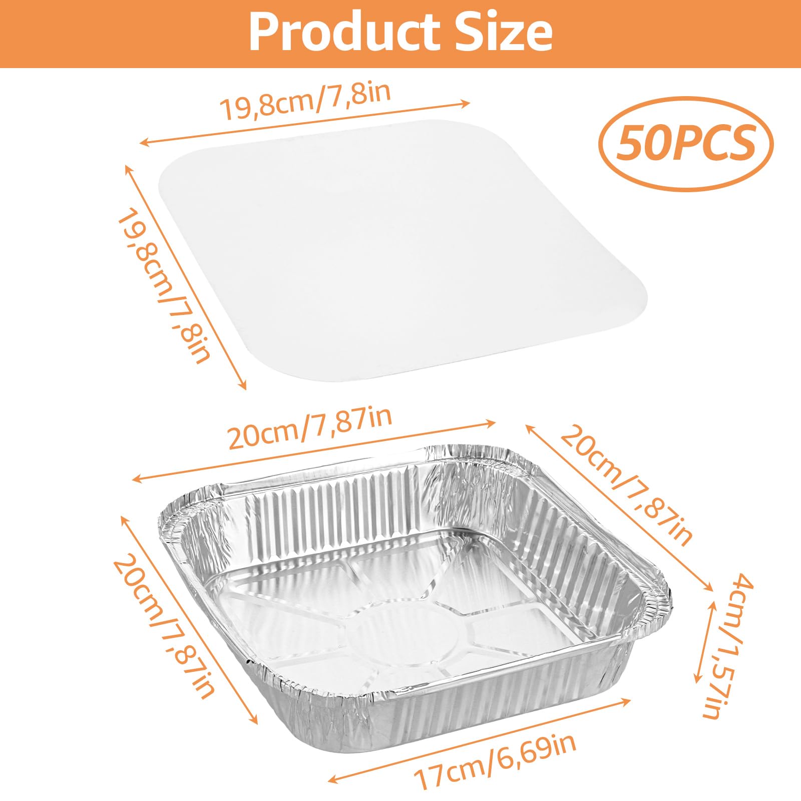 50 ciotole in alluminio con coperchio, 1350 ml, ciotole in alluminio, 20 x 20 x 4 cm, ciotole in alluminio, vassoi raccogli grassi, griglia a gas per cuocere, arrostire, cucinare