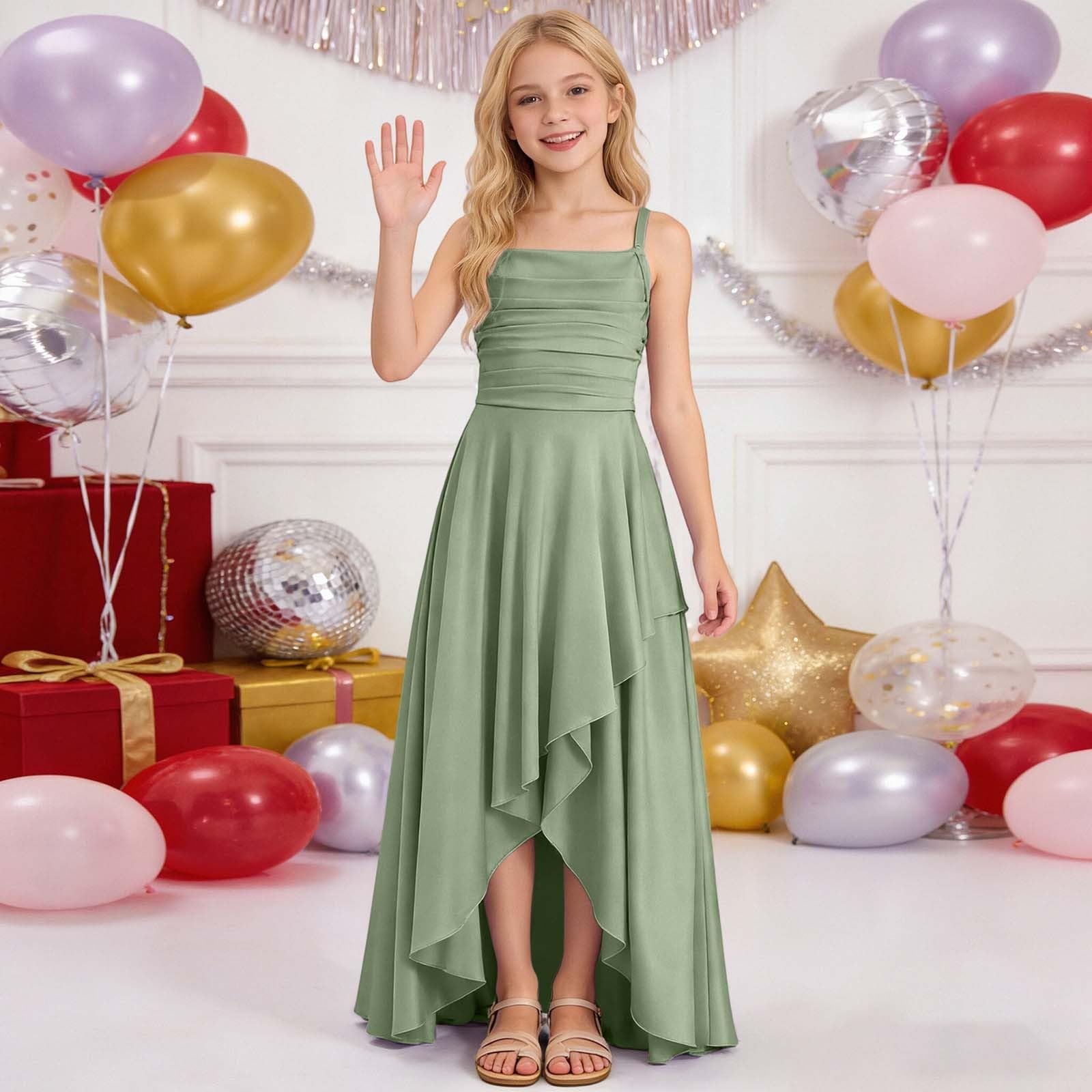 Générique Robes de Soirée Élégante pour Filles Robe Épaules Denudee sans Manches Enfant Fille Robes Soirée Princesse Épaules Dénudées Midi fête Baptême Demoiselle d'honneur Robe Ceremonie Fille