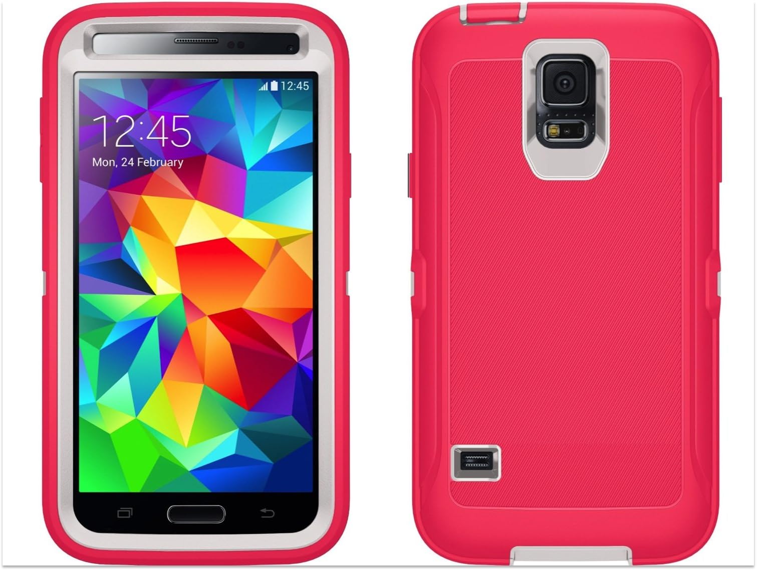Samsung Galaxy S5 Defender Case (White/Blaze Pink)