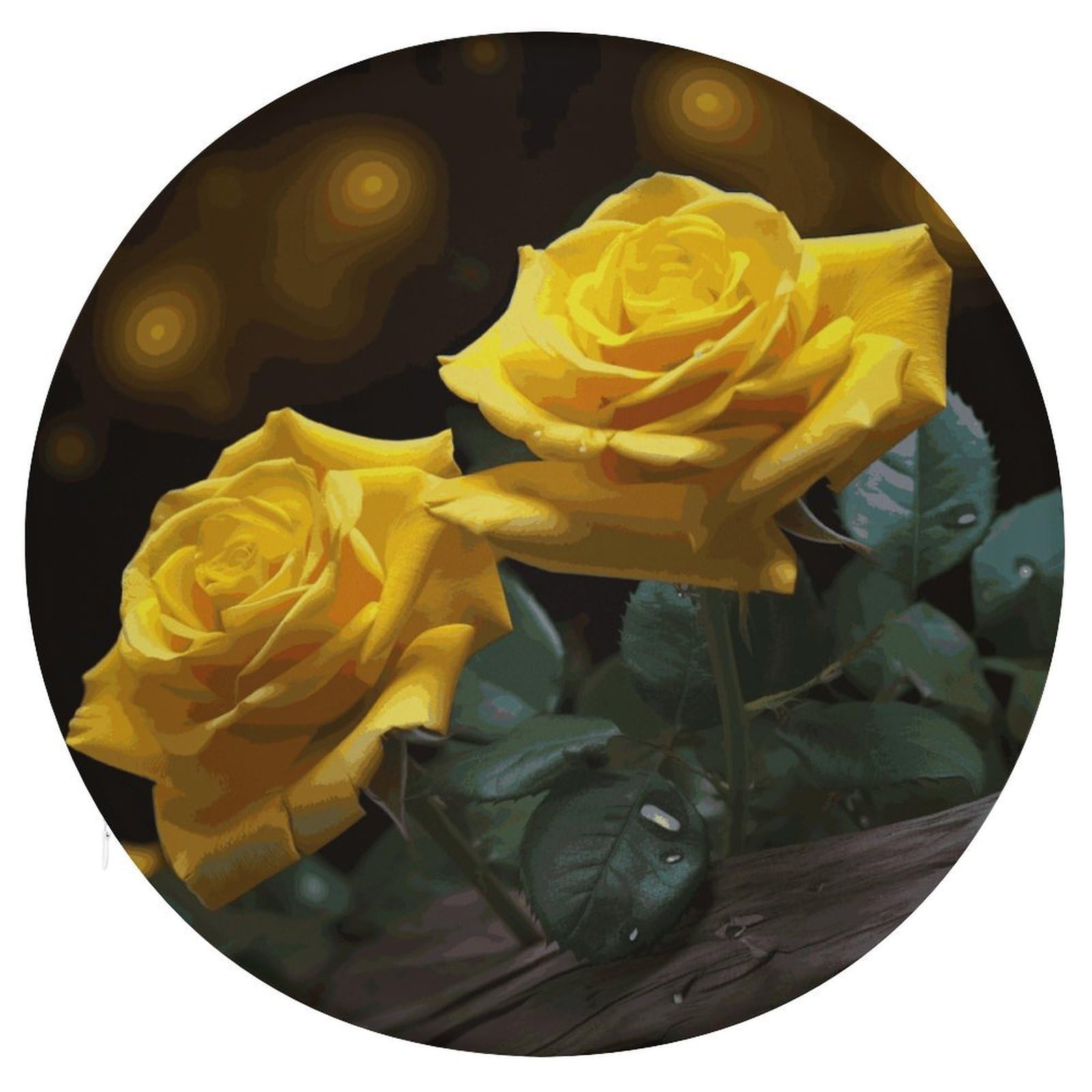 Wsoihfec Style Beautiful Yellow Roses Seat Cushion Round Chair Pad