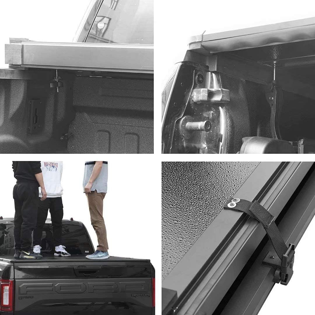 Lyon Cover 5ft / 58.6" Hard Tri-Fold Truck Bed Tonneau Cover Compatible with 2005-2026 Nissan Frontier Pickup | Fits Models with & Without Utili-Track System