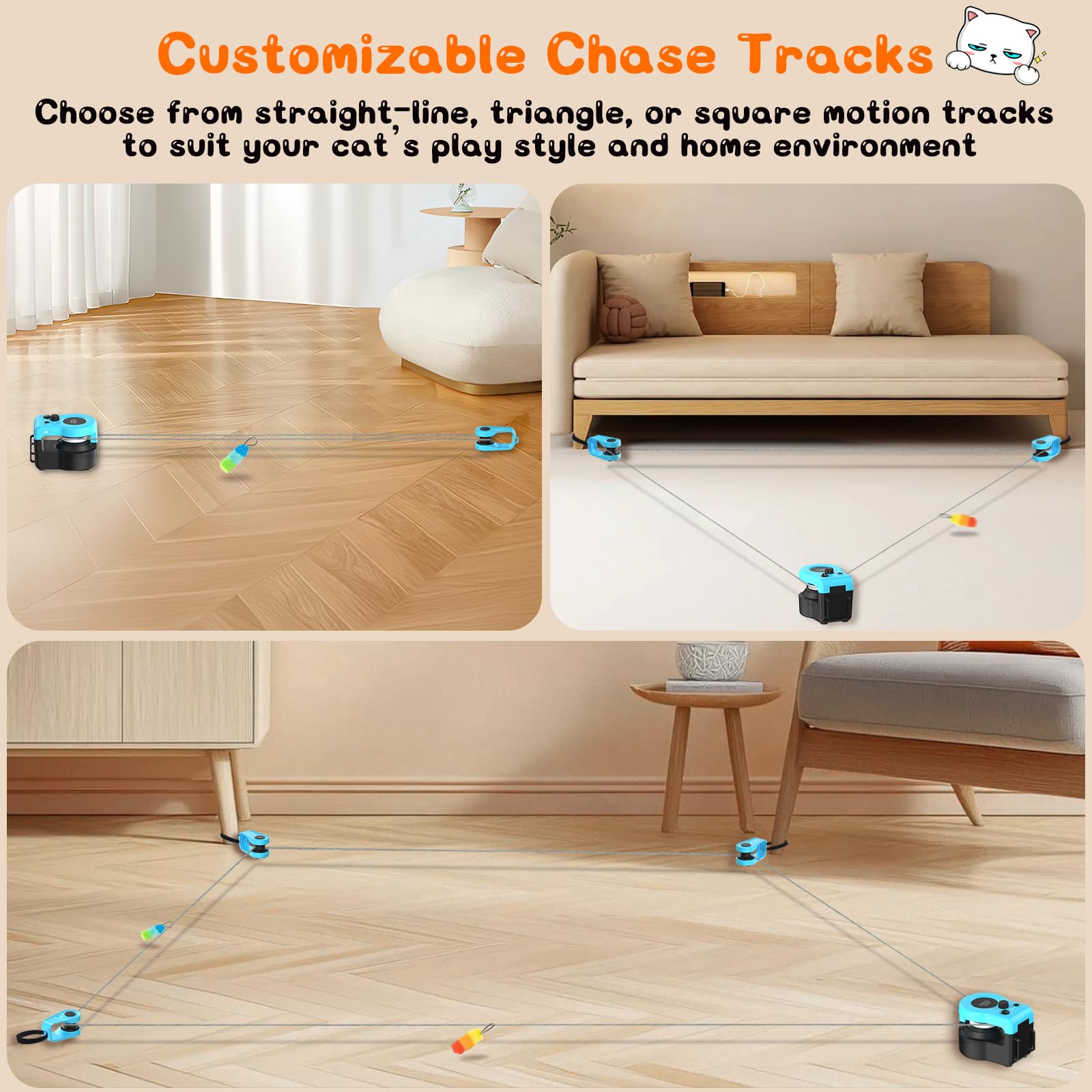 Giocattolo interattivo per gatti per interni, tapis roulant automatico per gatti con telecomando, 3 velocità, motore silenzioso e design durevole, giocattoli di piume per caccia, fitness, tempo di