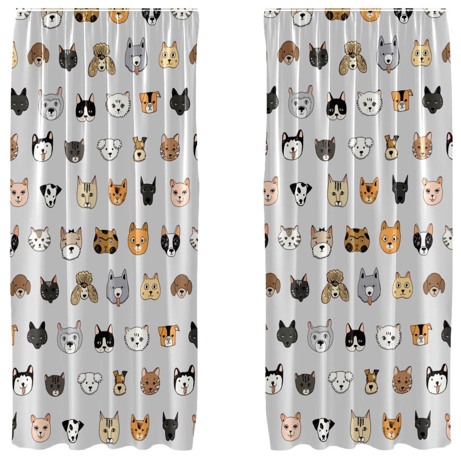 Rideaux de salon motif chat et chien | Grand format 140x213 cm imprimé