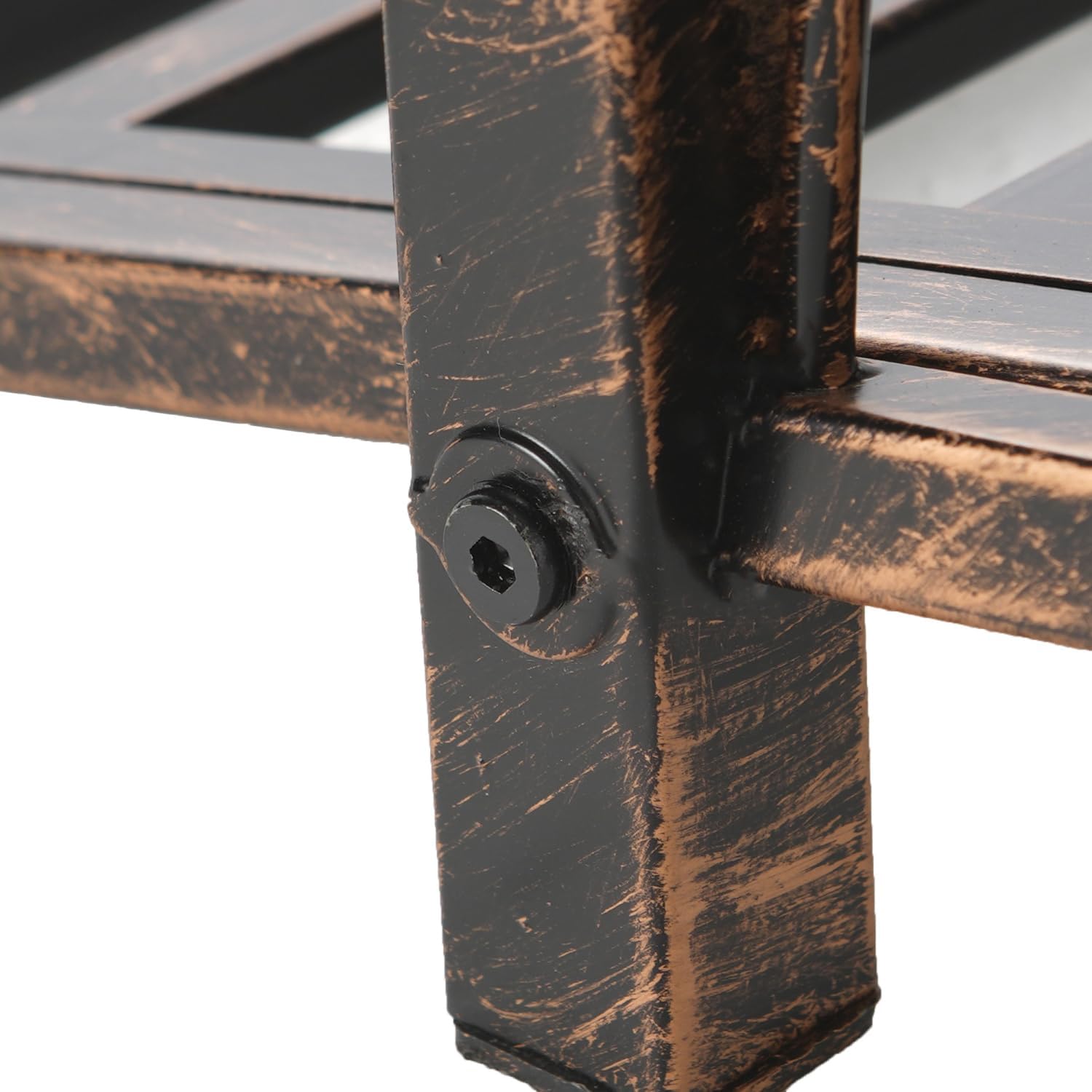 Metal Arch Zen Garden Bridge with Safety Siderails, Decorative Footbridge, Delicate Scrollwork & Corner Spheres for Stream, Fish Pond, Bronze