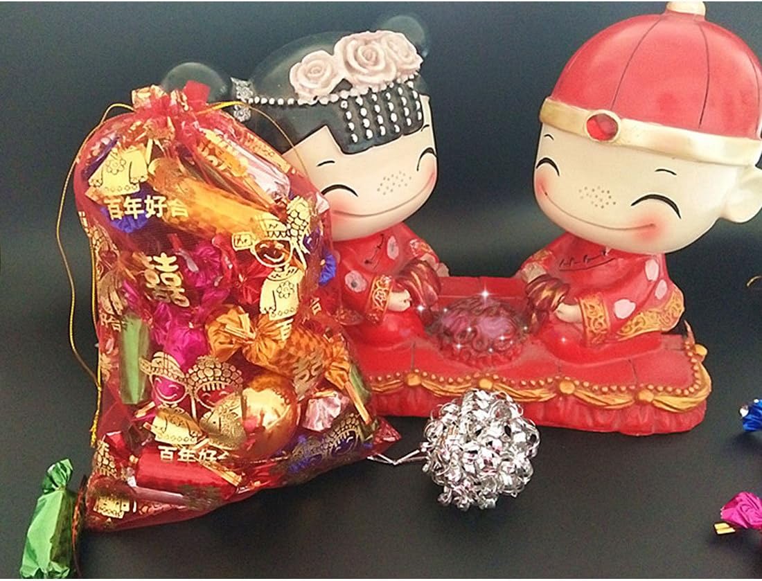 Ruilogod Dual Happiness Printed Organza Gift Bags 22x16cm 10 Pcs Gold Tone Red (id: 270 b47 f08 650 3e3 image 3