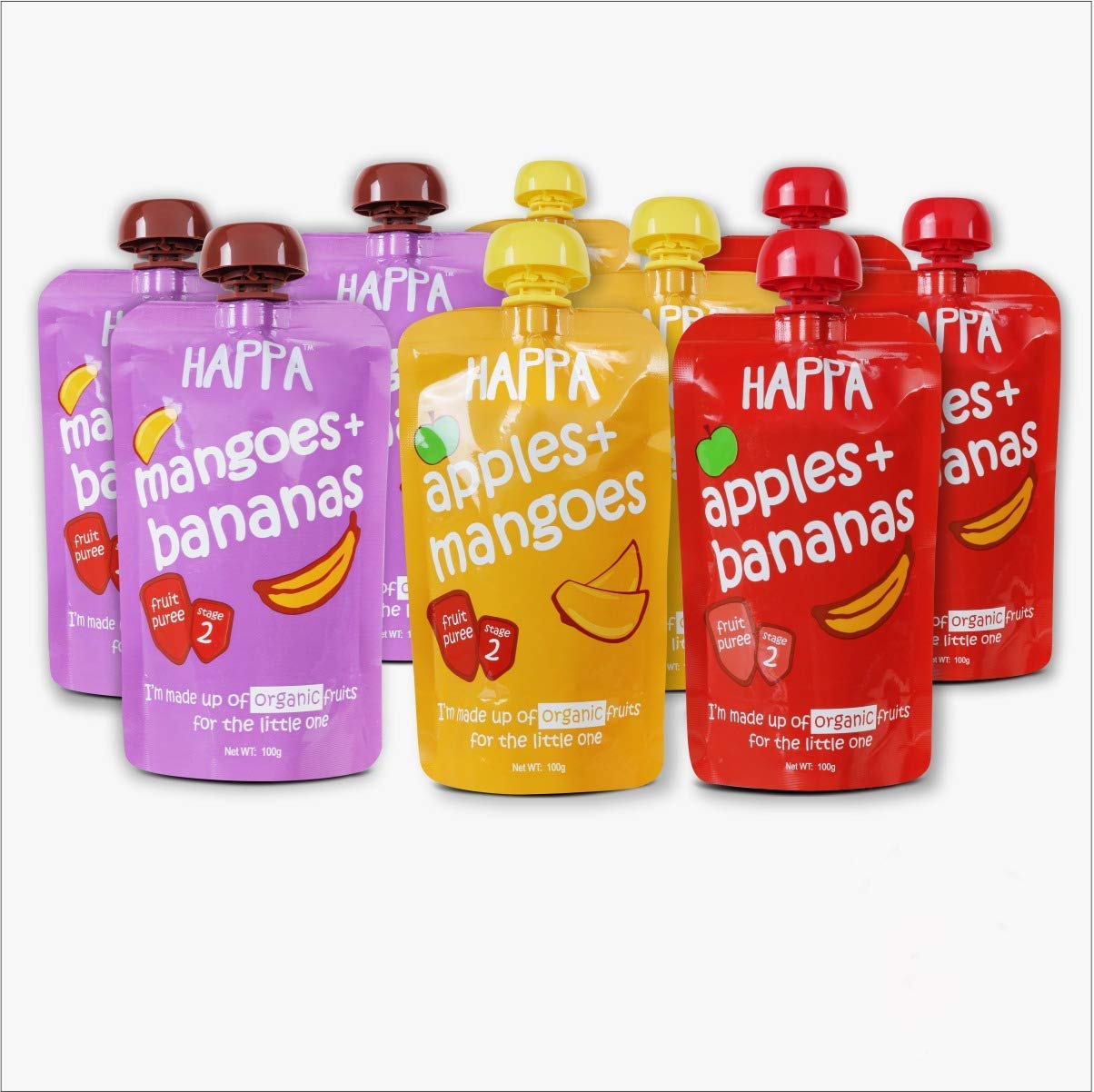Happa Organic Food, Fruit Puree (Pack of 9, Apple + Mango, Mango + Banana, Apple +Banana) Stage 3, 3 Pouches, 100 Gram Each (B07SD1XHVF) Amazon Price History, Amazon Price Tracker