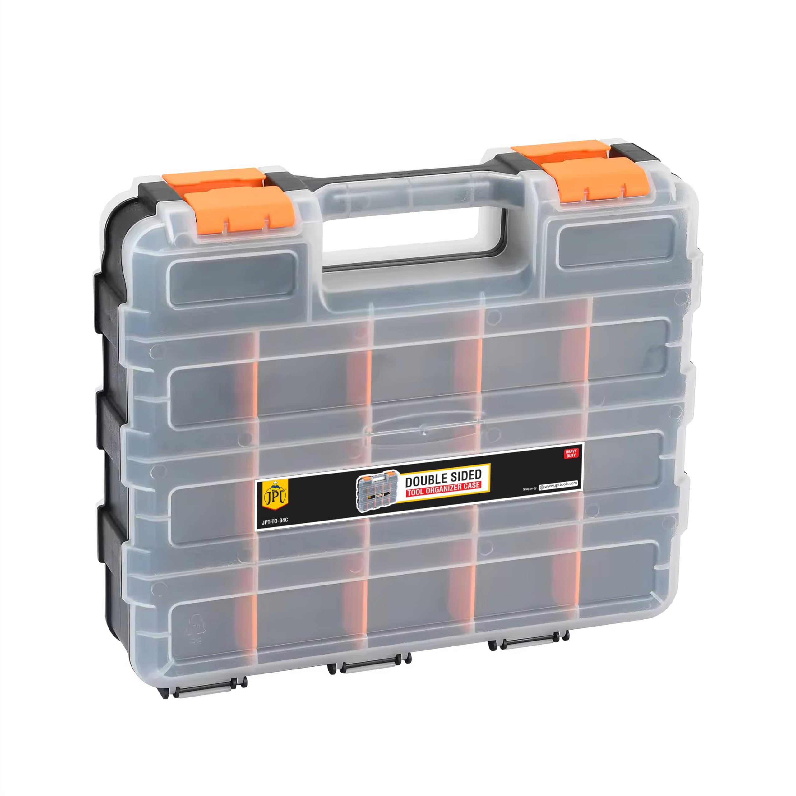 JPT Double-Sided Tool Organizer with 34 Removable Compartments, Customizable Plastic Dividers, and Impact-Resistant Polymer, Ideal for Screws, Nuts, and Small Parts Storage, Black/Orange (B0D8L8J65K) Amazon Price History, Amazon Price Tracker