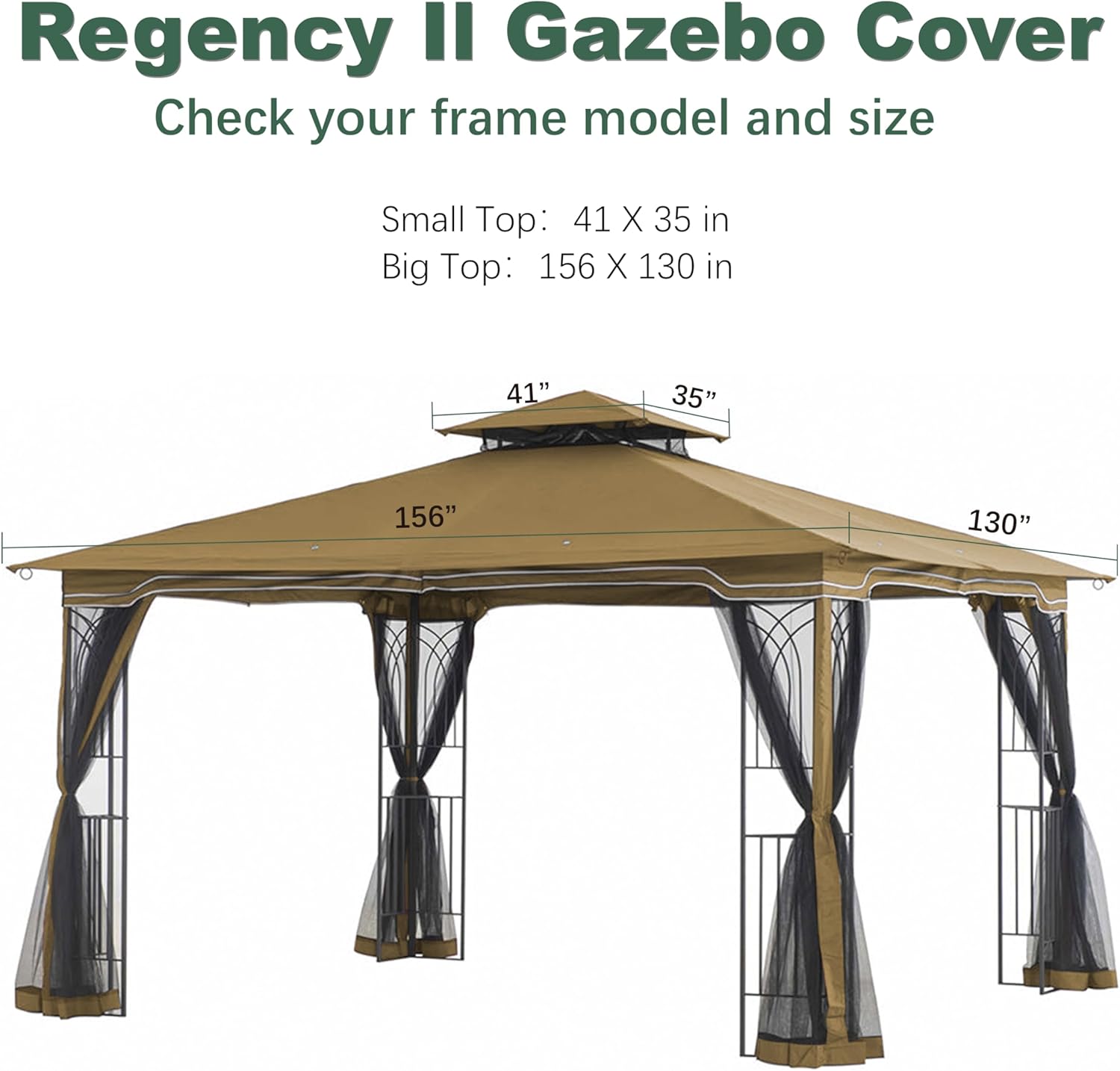 Replacement Gazebo Canopy for 10 x 12 Regency II Patio Gazebo,(Beige)