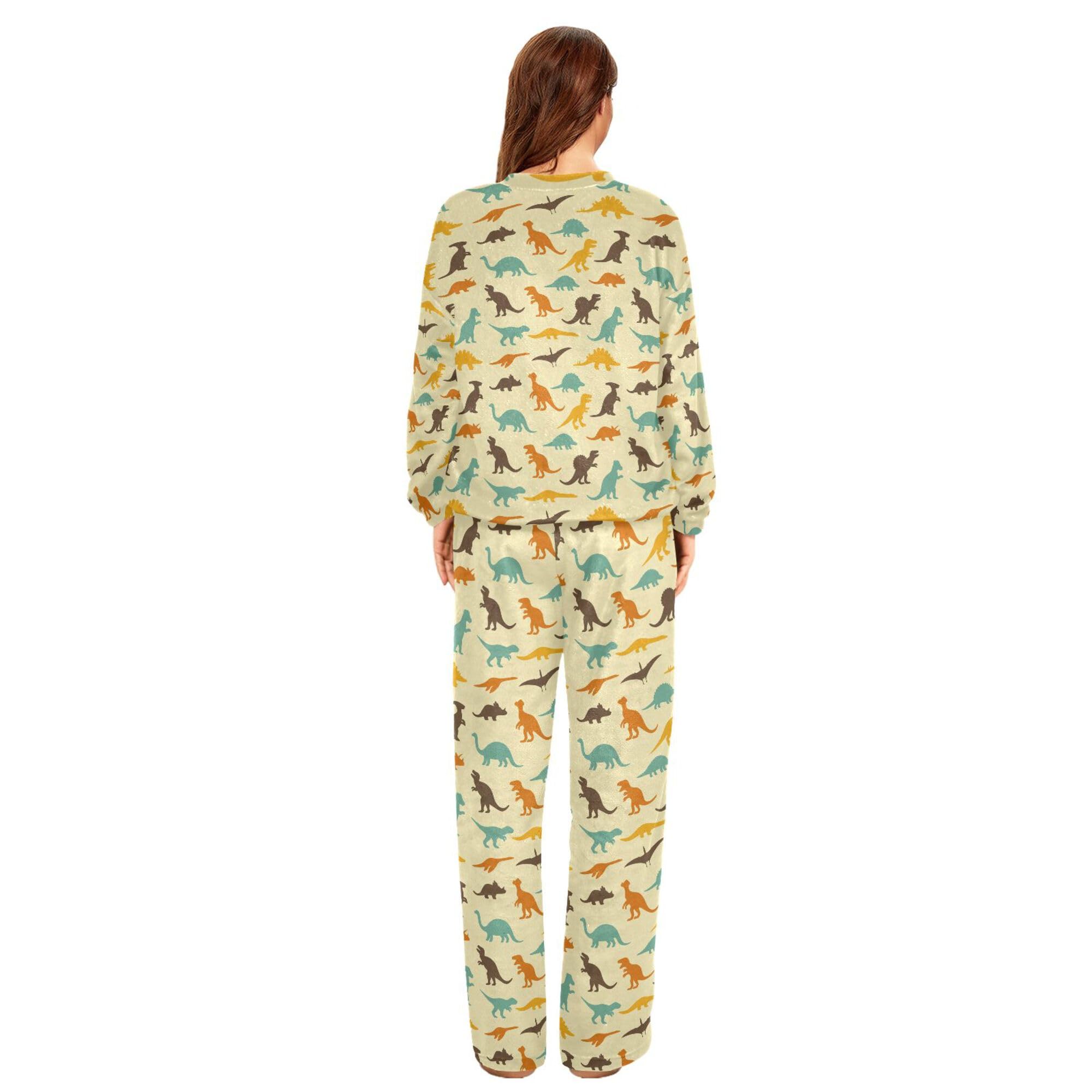 ALAZA Conjunto de pijama de forro polar para mujer, lindo unicornio, manga larga, ropa de dormir de dos piezas, ropa de dormir térmica, pijama súper suave, talla S