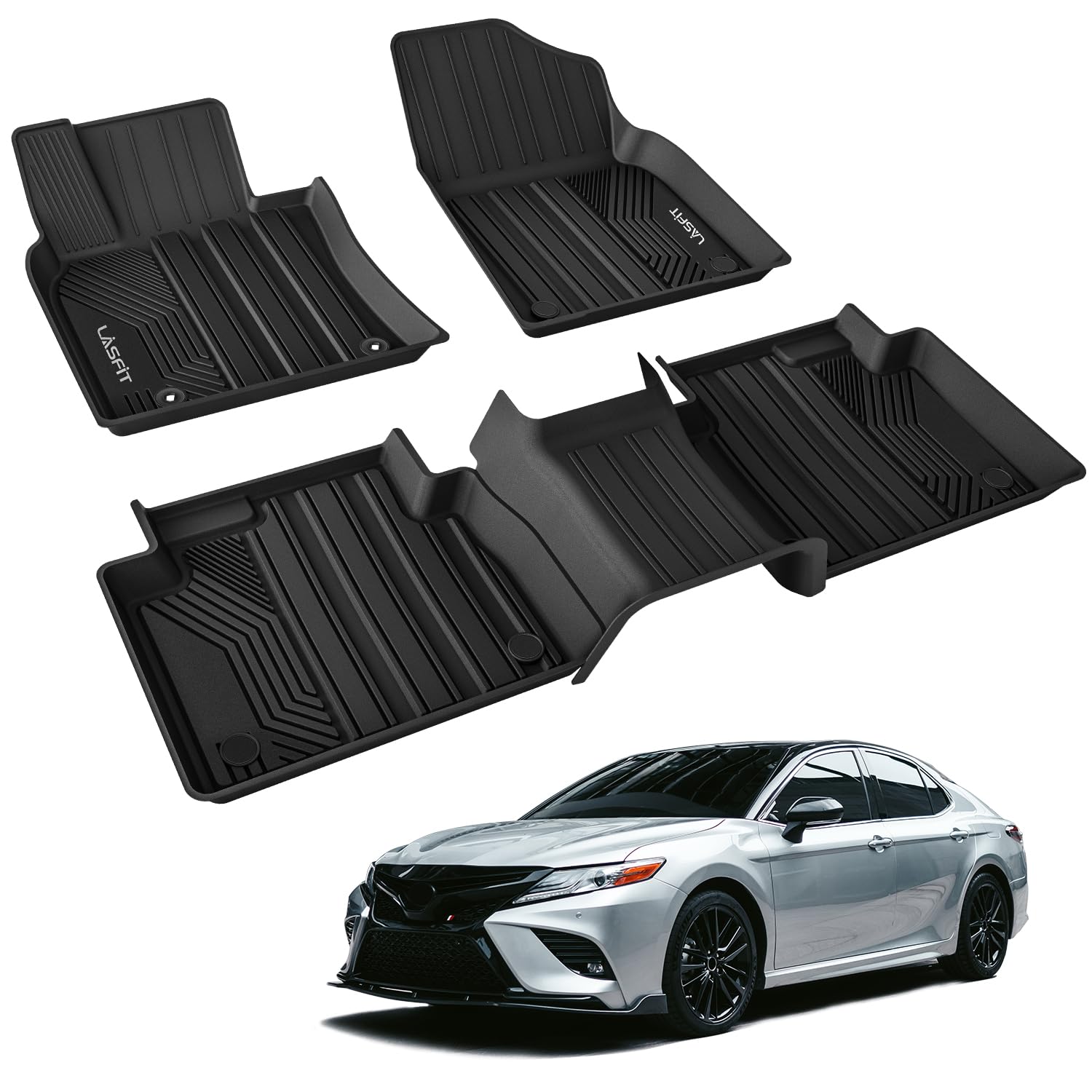 LASFIT Floor Mats for Toyota Camry 2024-2018 FWD Only Not Fit Hybrid or AWD All Weather Custom Fit