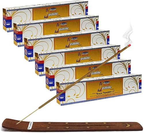 Vista 73 de Satya Sai Baba Nag Champa - Varitas de incienso de 0.53 oz y soporte - Paquete de 6 (aproximadamente 90 varillas)
