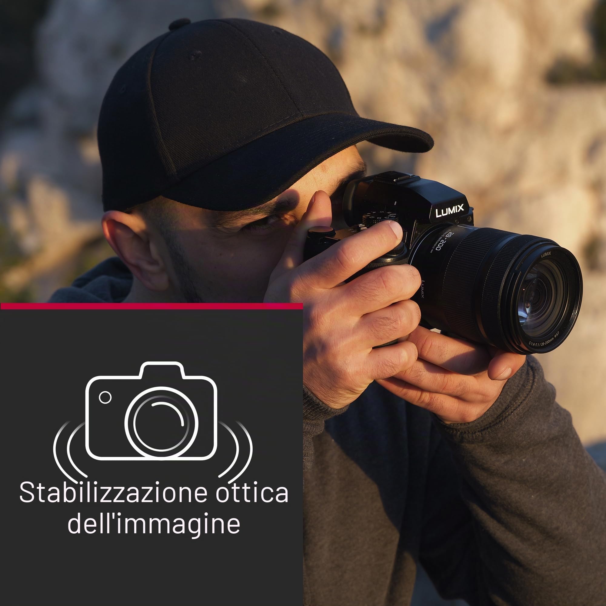 Panasonic Lumix S-R28200E 28-200 mm F4.0-7.1 Macro OIS, Obiettivo per Fotocamera Full Frame, Zoom Ampio e Lungo, Dual IS 2, Resistente a Polvere/Schizzi/Gelo, Ottimo per Video 4K, Nero