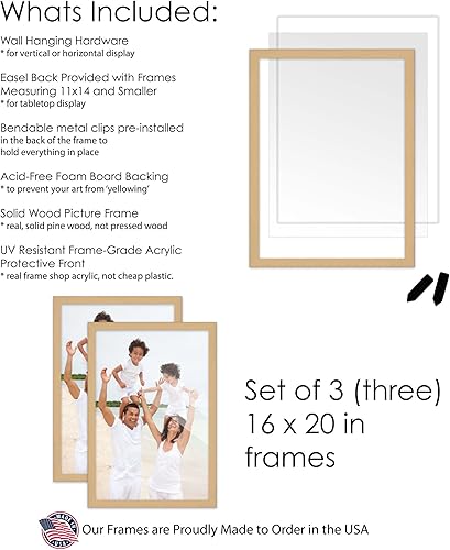Vista 183 de Juego de 3 portarretratos de 16 x 20 pulgadas, color blanco lavado, de madera de 16 x 20 pulgadas, para pared de galería, 3 marcos de 16 x 20 Blanco