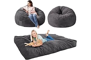 Snowtaros Giant Queen Bean Bag Chair Sofa Bed, Non-Slip, Foam Filling, 2 Washable Corduroy Cover