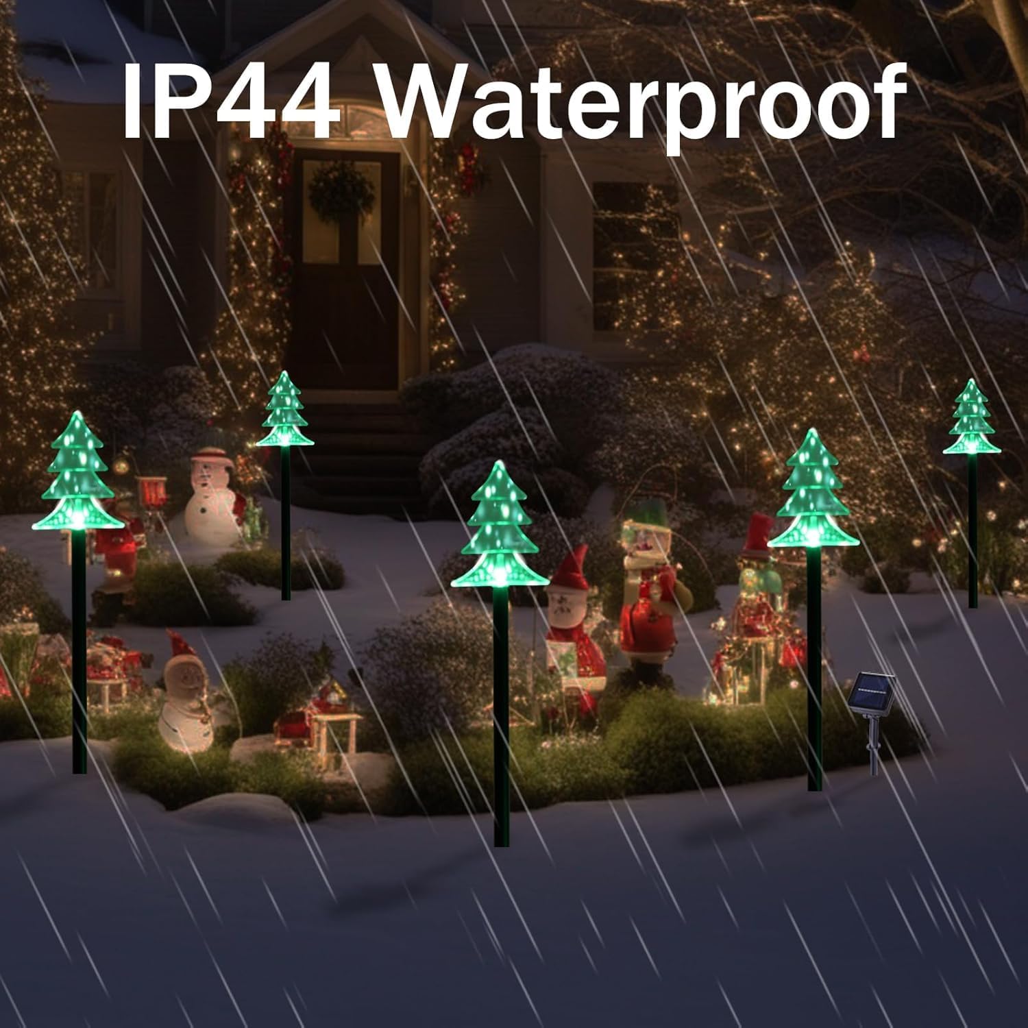 Christmas Solar Pathway Lights, Set of 10 Waterproof Landscape Christmas Lights, Stake Xtmas Decorations, LED Lamp for Yard Lawn Patio Walkway Decor