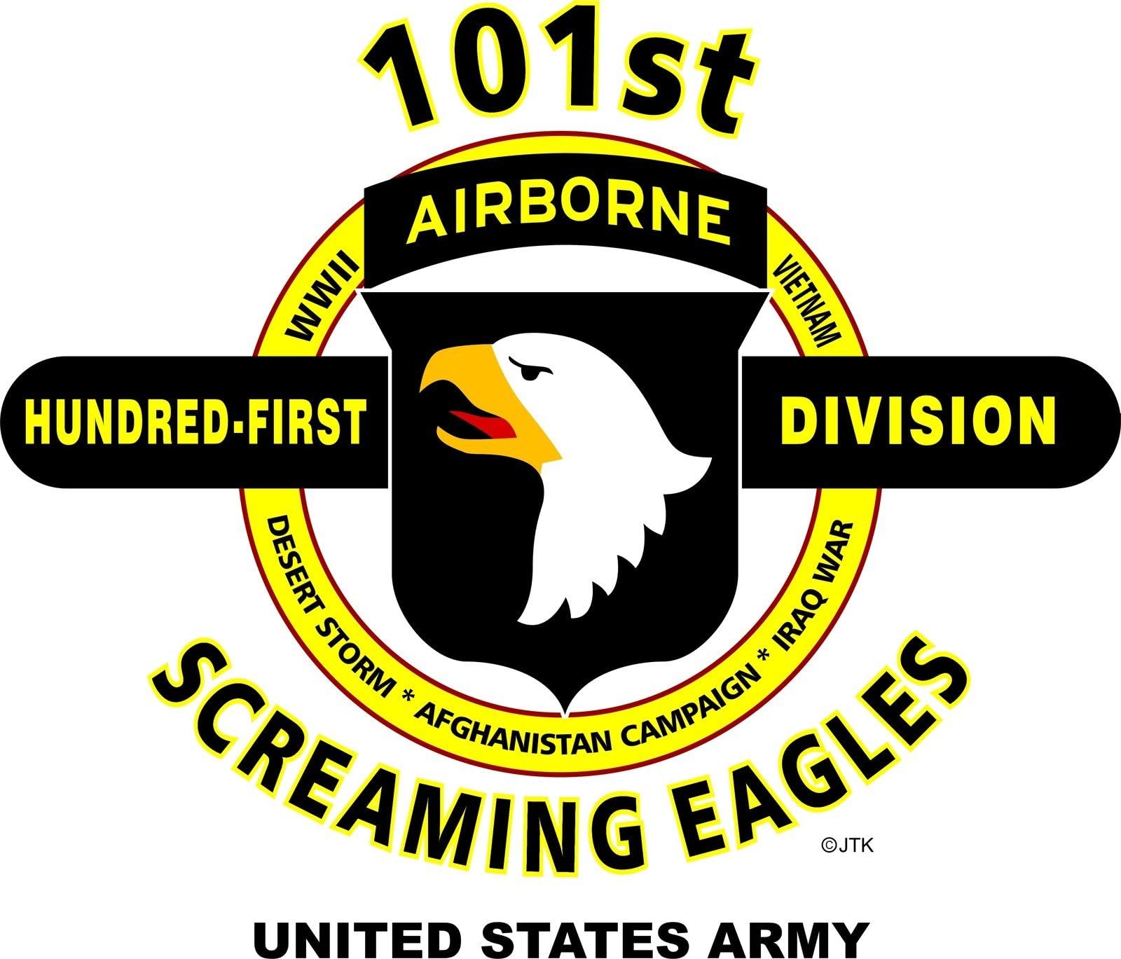101ST AIRBORNE DIVISION "SCREAMING EAGLES" U.S. MILITARY CAMPAIGNS LAMINATED PRINT ON 18" X 24" QUARTER INCH POSTER BOARD
