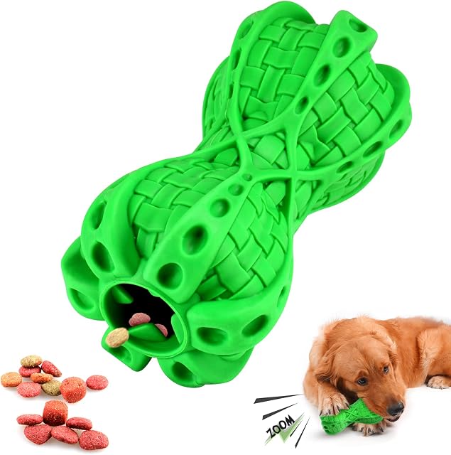 Dog Toy for Aggressive Chewer Large Medium Nearly Indestructible Super Chew Dog Toys Squeaky Dog Birthday Toy Dog Toothbrush Interactive Tough Durable Dog Toys Natural Rubber (Green)