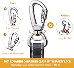 Fashion&Cool Heavy Duty Dog Leash Especially Large Dogs Up to 150lbs, 4-6 Ft Reflective Dog Walking Training Shock Absorbing Bungee Leash Car Seat Belt Buckle, 2 Padded Traffic Handle Extra Control