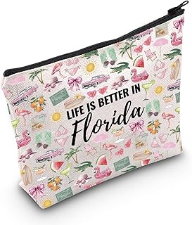 WCGXKO Florida Travel Trip Gift Life Is Better In Florida Makeup Bag Florida Souvenirs Summer Florida Vacation Gift (Better In Florida)