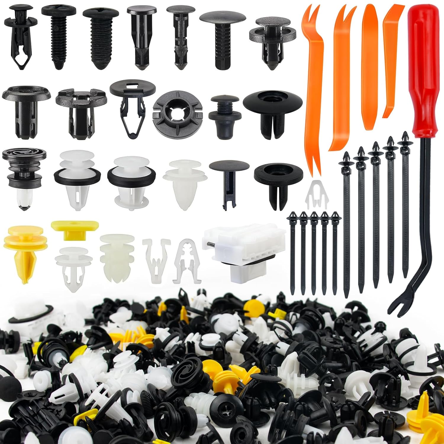 1801Pcs Automotive Clips Car Retainer Clips 40 Most Popular Sizes Auto Push Retainer Clips with Car Plastic Clip Remover for Ford GM Toyota Honda Chevy Chrysler BMW Benz Audi Nissan Subaru