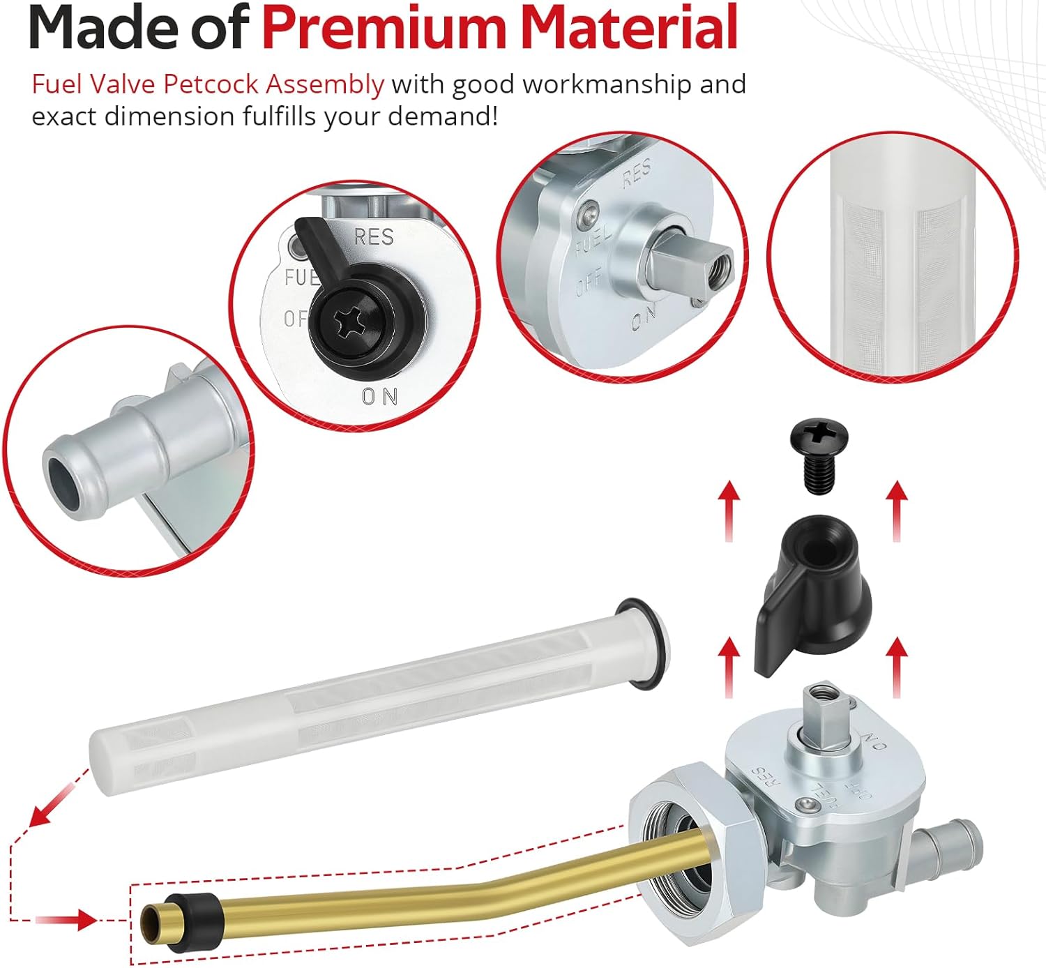 JAVIK Gas Tank Fuel Valve Petcock With Fuel Lines For Honda Shadow Spirit 750 VT750 2001-2007 O.E.M# 16950-MCR-A03