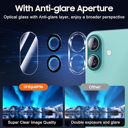 Miniatura 108 de UniqueMe [Paquete de 3 protectores de lente de cámara compatibles con iPhone 14 Pro Max/iPhone 14 Pro, vidrio templado, [compatible con fundas]