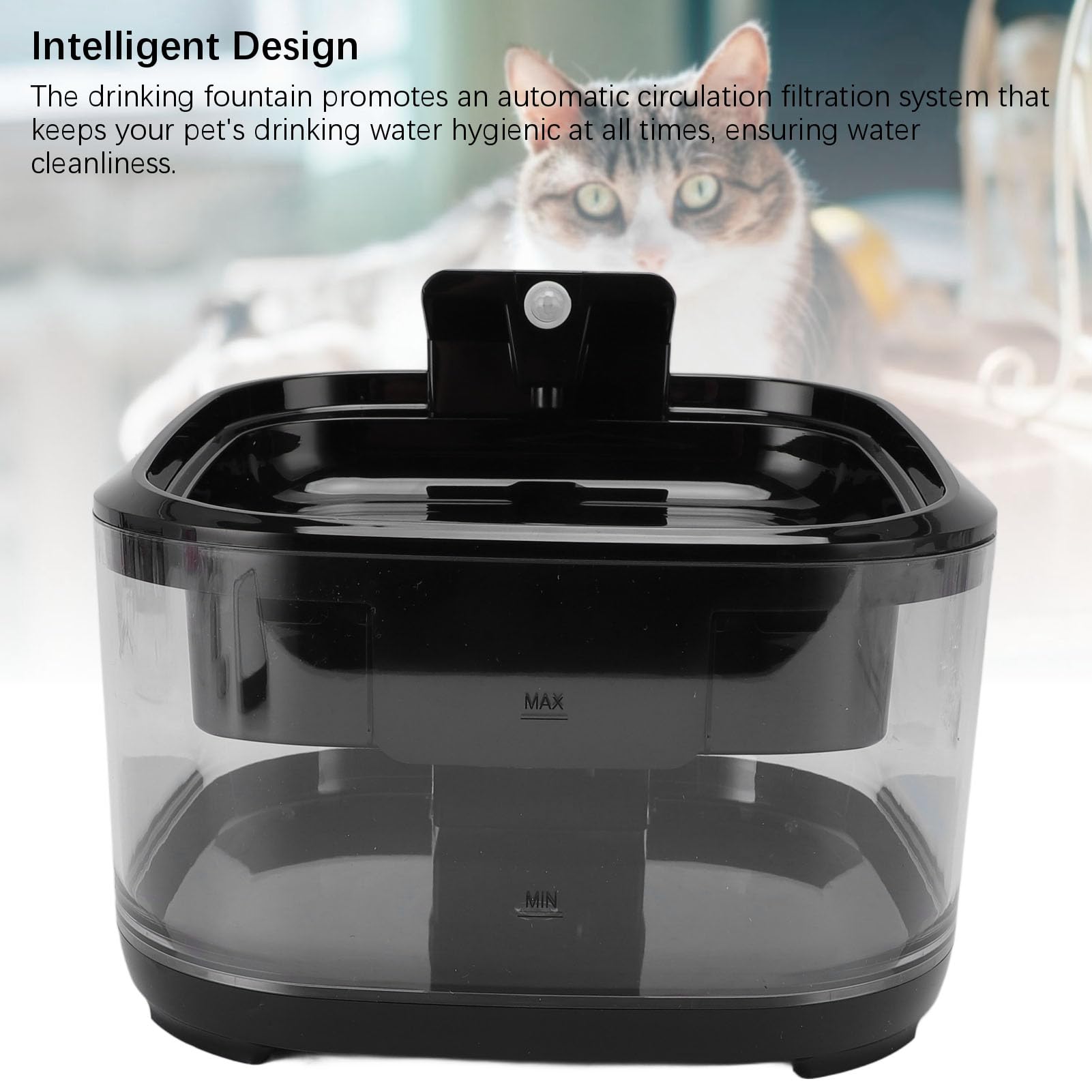 Fuente de Bebida para Gatos de 4.5l de Gran Capacidad, Fuente de Filtración de Ciclo Automático de Operación Silenciosa, Promueve el Agua Higiénica para Beber para Mascota de