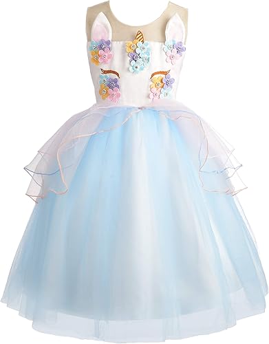 Dressy Daisy Vestido de princesa de unicornio para niñas fiesta de cumpleaños desfile vestido de Halloween