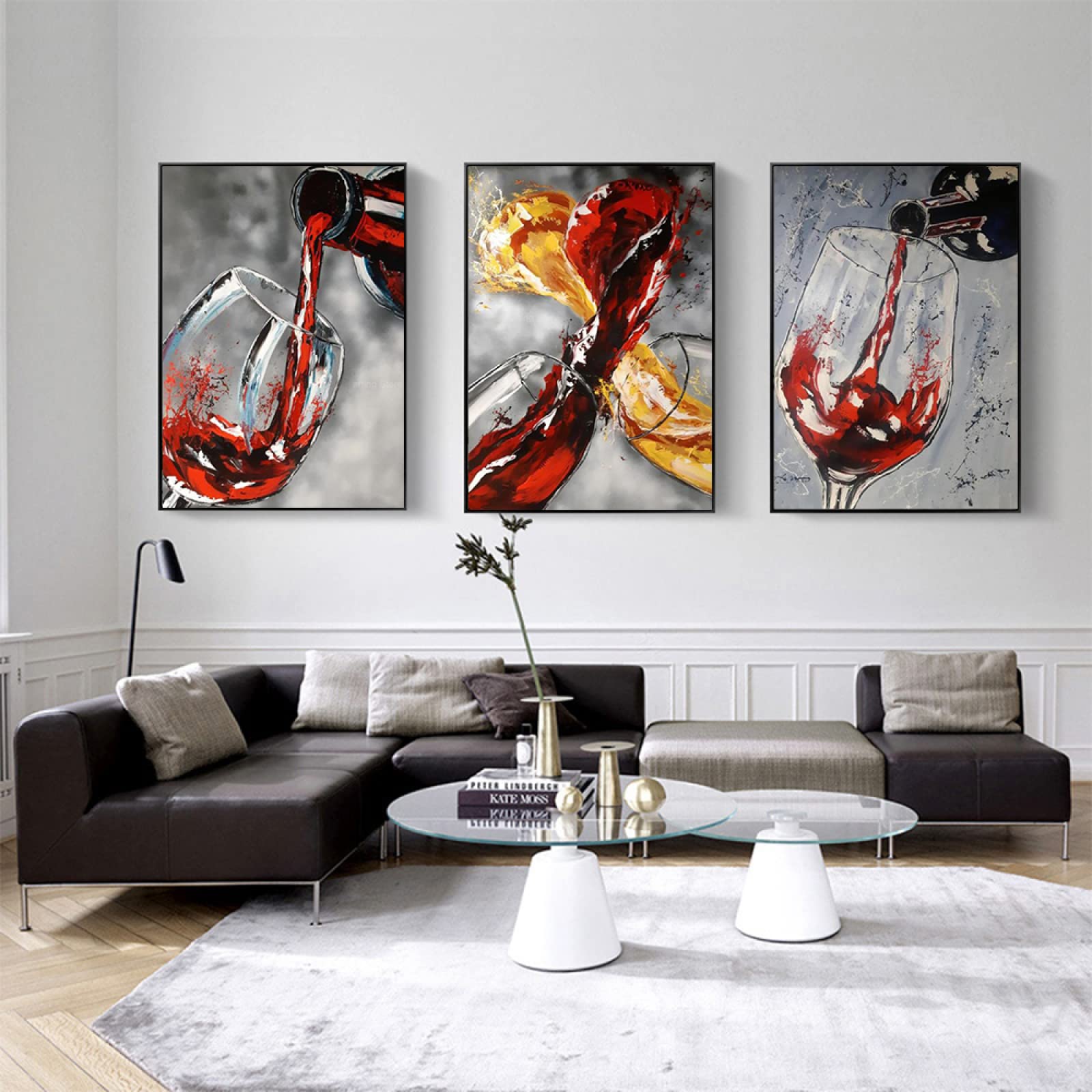 Amazon｜壁アートパネル家の装飾ガラス赤ワイングラスキャンバス絵画