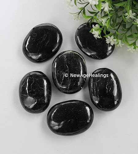 Miniatura 5 de Piedra de palma de turmalina negra, piedra de preocupación para masaje caliente para equilibrio natural de chakras corporales, curación de reiki y