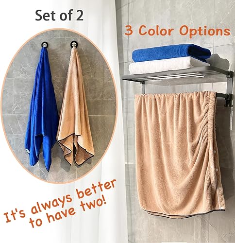 Miniatura 7 de kilofly 2 toallas de baño ajustables para hombre con cierre a presión, 27 x 55 pulgadas