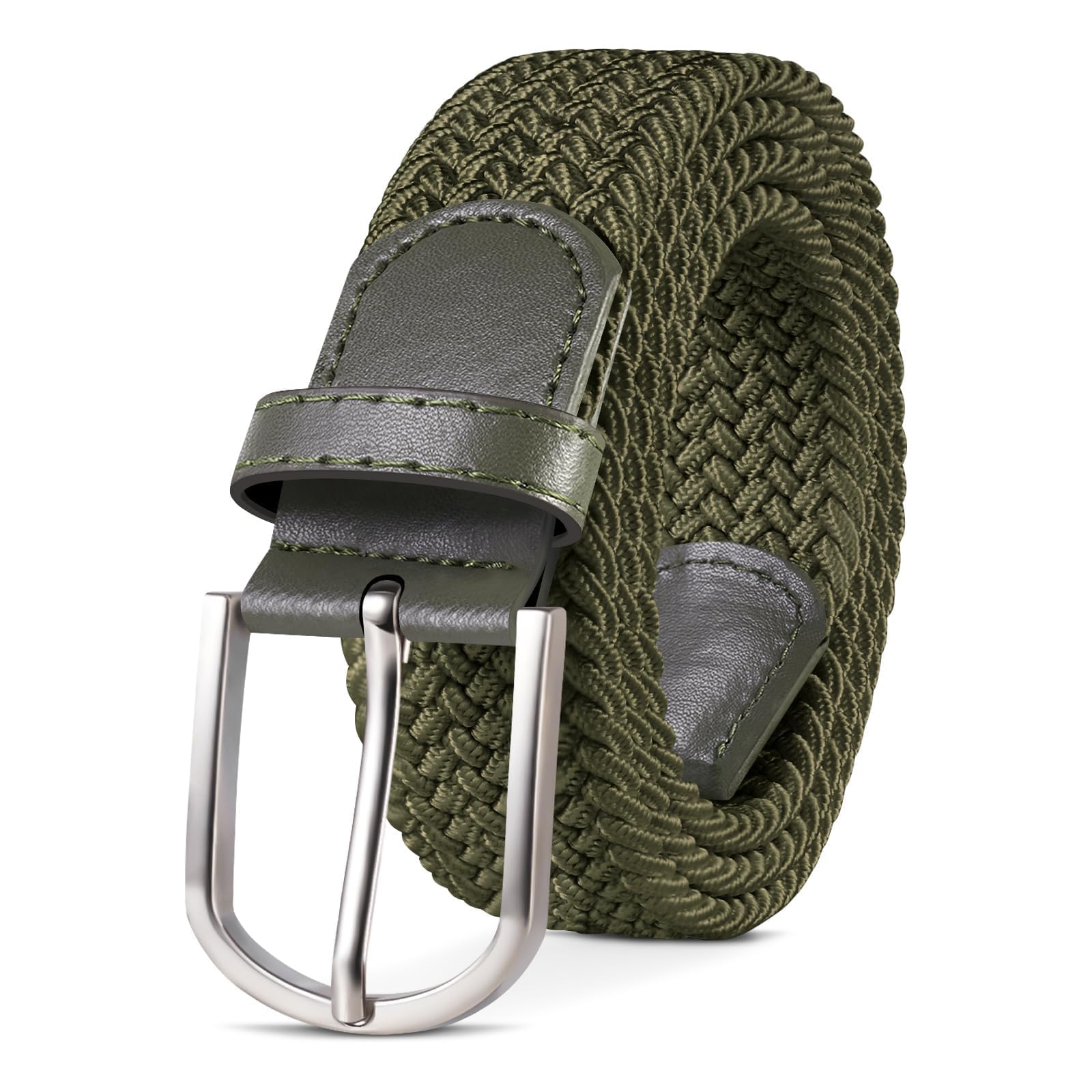 TANGCHAO Cintura Elastica Intrecciata per Uomo e Donna Cinturino Elastica Intrecciata con Fibbia in Lega di Zinco 33mm (1.25") Colori Multipli