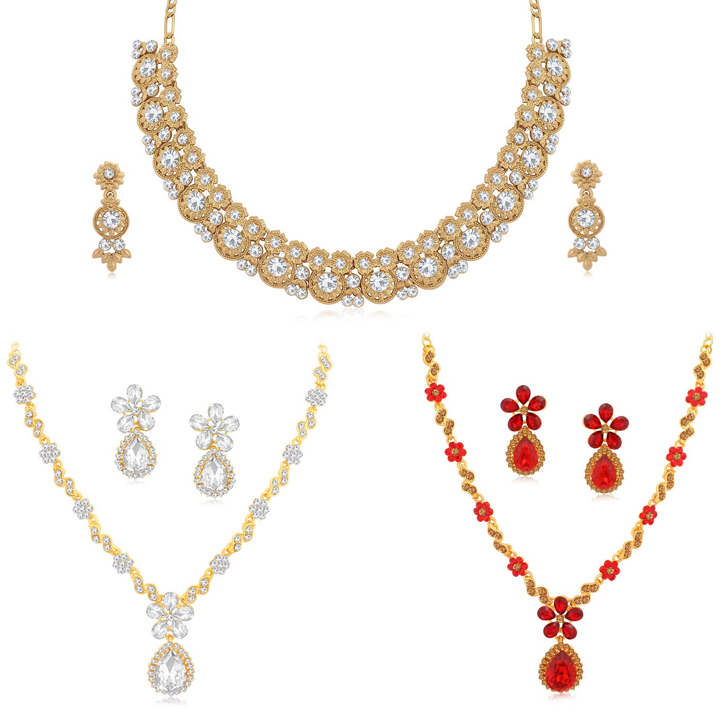 Sukkhi Exotic LCT Gold Plated Austrian Diamond Set of 3 Necklace Combo for Women (SKR69151) (B08LHMC2FY) Amazon Price History, Amazon Price Tracker