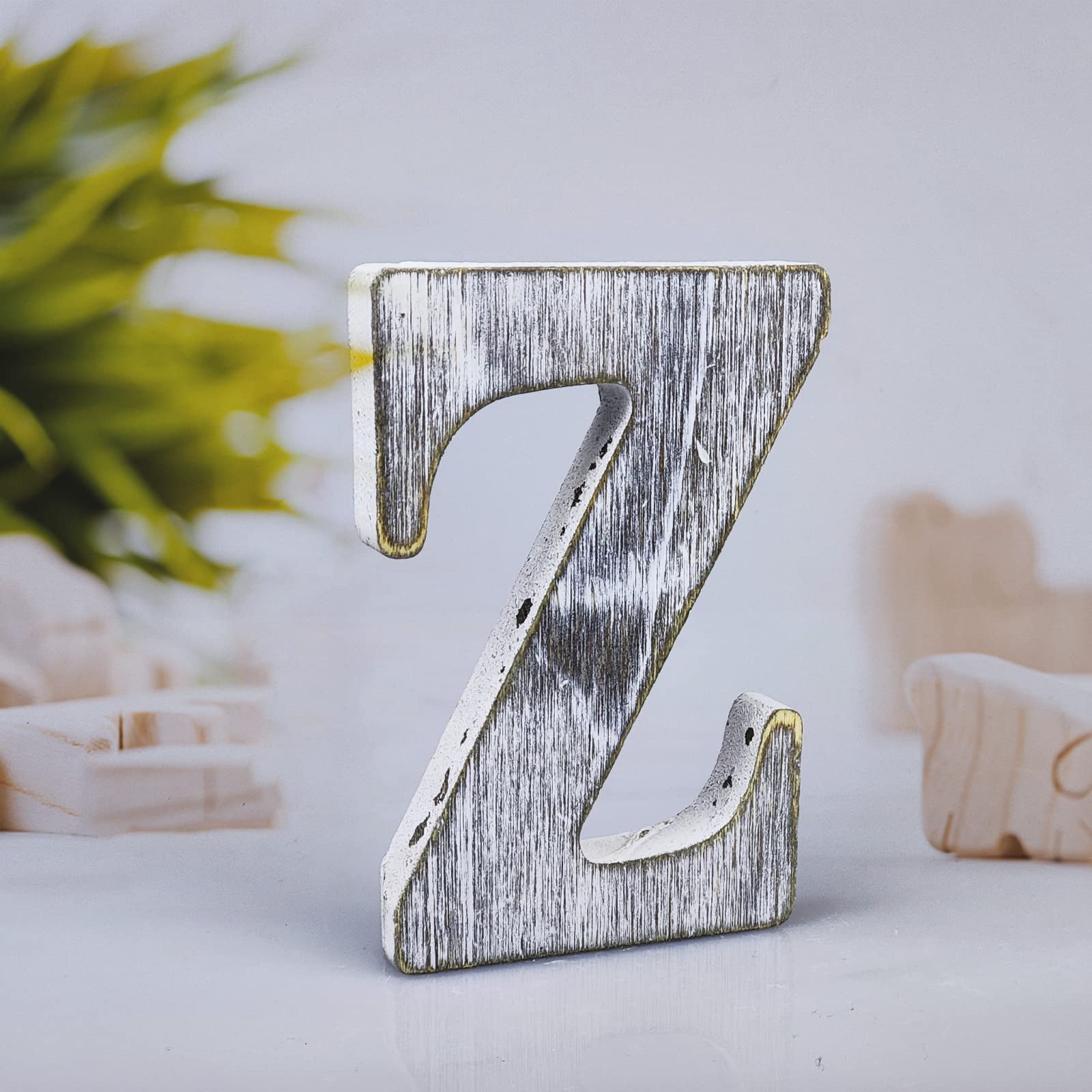 4 Inch Wood Letters Unfinished Rustic Wood Letters for Wall Decor Decorative Standing Letters Slices Sign Board Decoration for Craft Home Party Projects (Z)