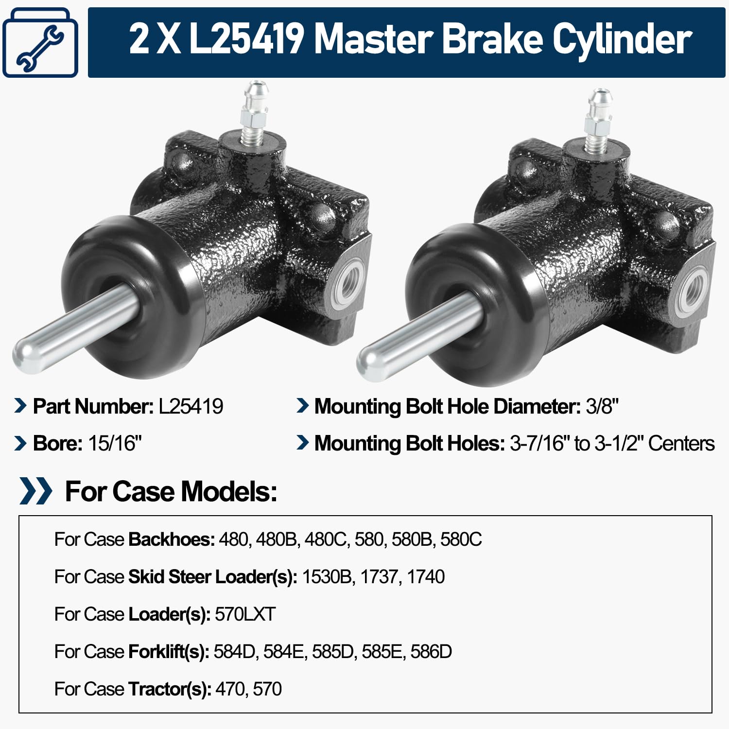 A51976 L25419 Brake Cylinders Kit 2 Sets Brake Master And Slave Cylinders Kit - A51976 L25419 Kit For Case Backhoes And Equipment Case Backhoe Brake Master Slave Cylinders - Foto 9