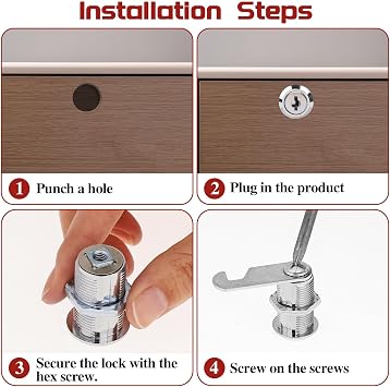 Security Mailbox Lock,2 Pcs Security Cam Lock Cabinet Locks Letterbox Locks Cupboard Locks with Key for Mailbox Drawer Cupboard Cabinet Furniture Door Post Box Locks(16mm)