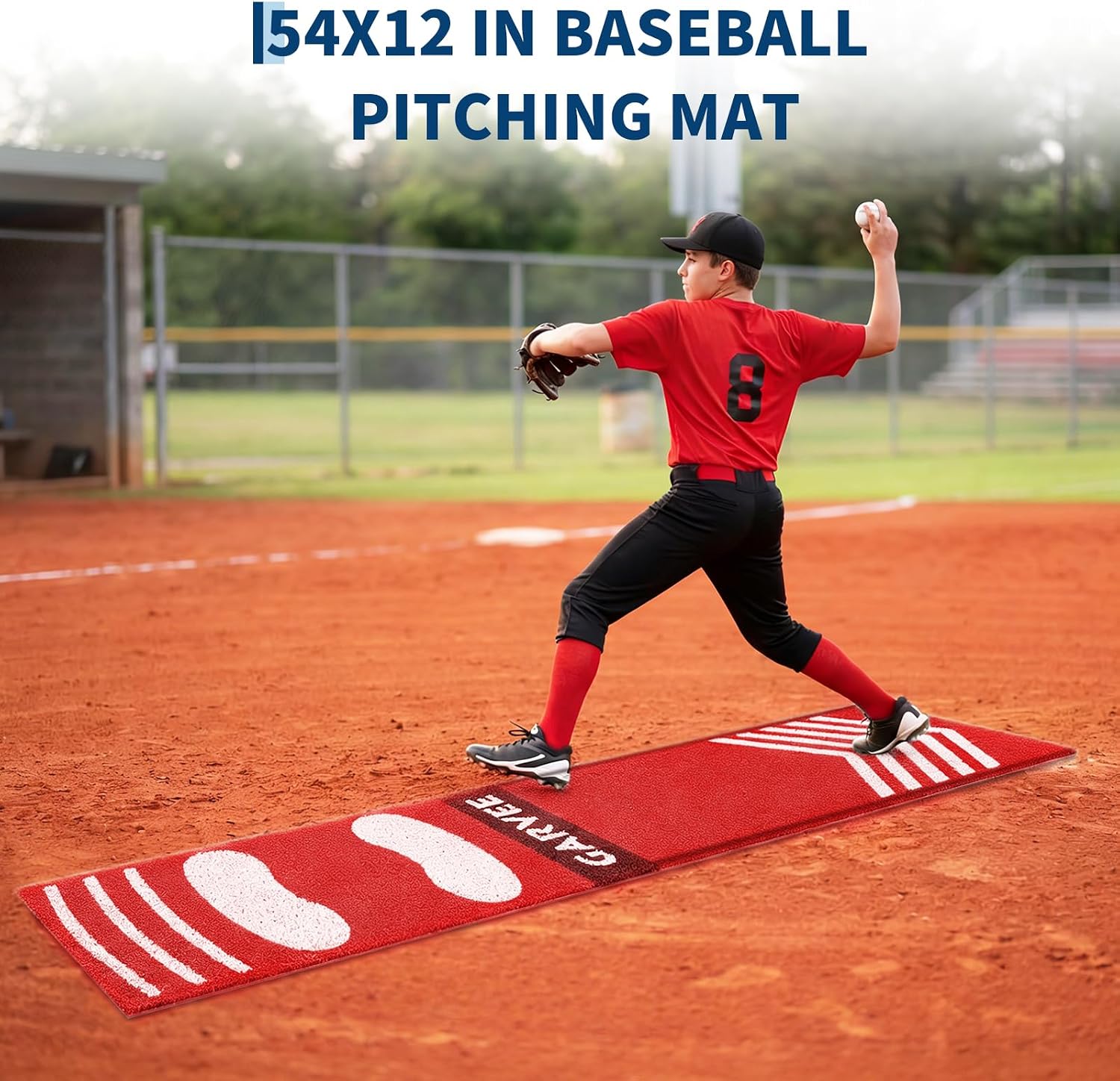 Garvee 54 x 12 Inch Pitching Mat for Baseball and Softball, Portable Softball Pitching Mat Practice Mat for Younger/Beginning Players