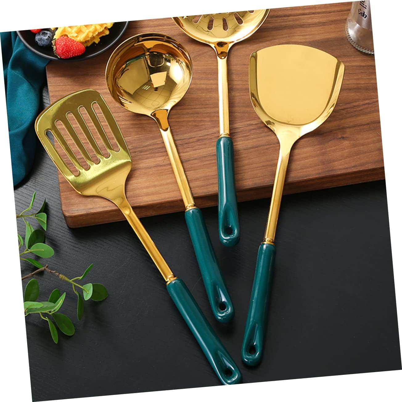 PRETYZOOM 1set Non-stick Stainless Steel Cooking Utensils Kit Ceramic Handle Kitchenware Stir-frying and Baking Elegant Design for Home Chefs