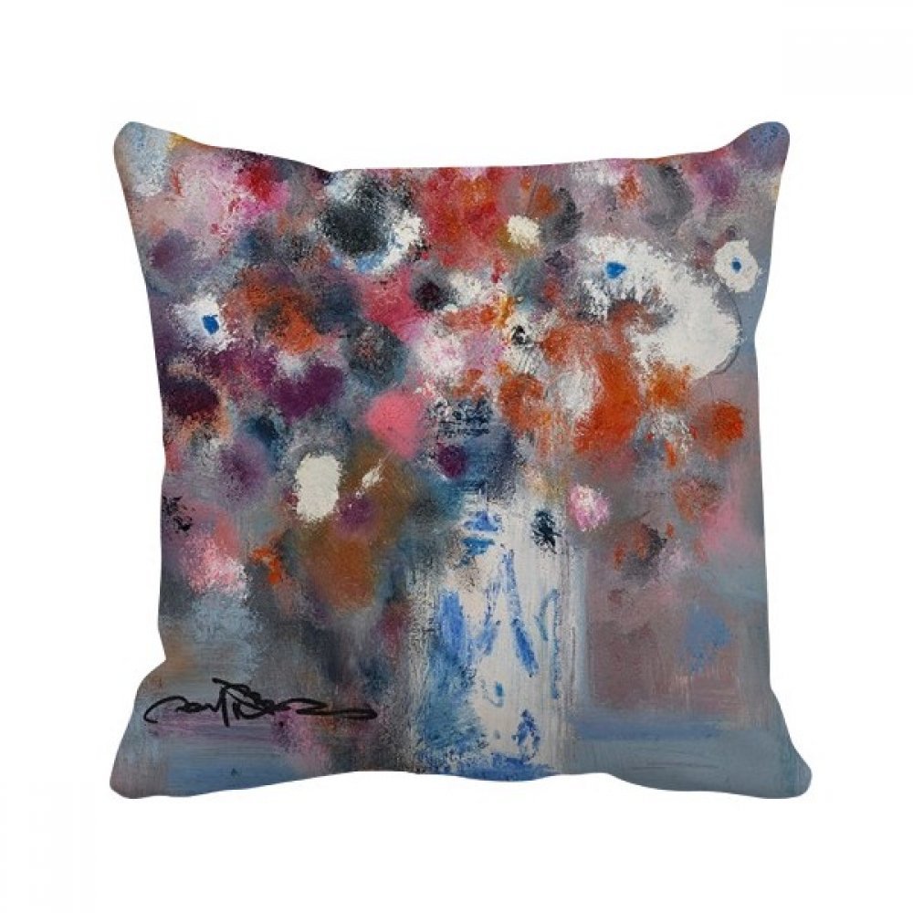 Peinture carrée à l'huile oreiller de fleurs multicolores pour rafraîchir un canapé usé